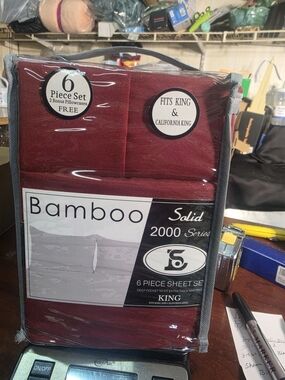 BAMBOO Solid 2000 Series King Sheet Set - Deep Burgundy